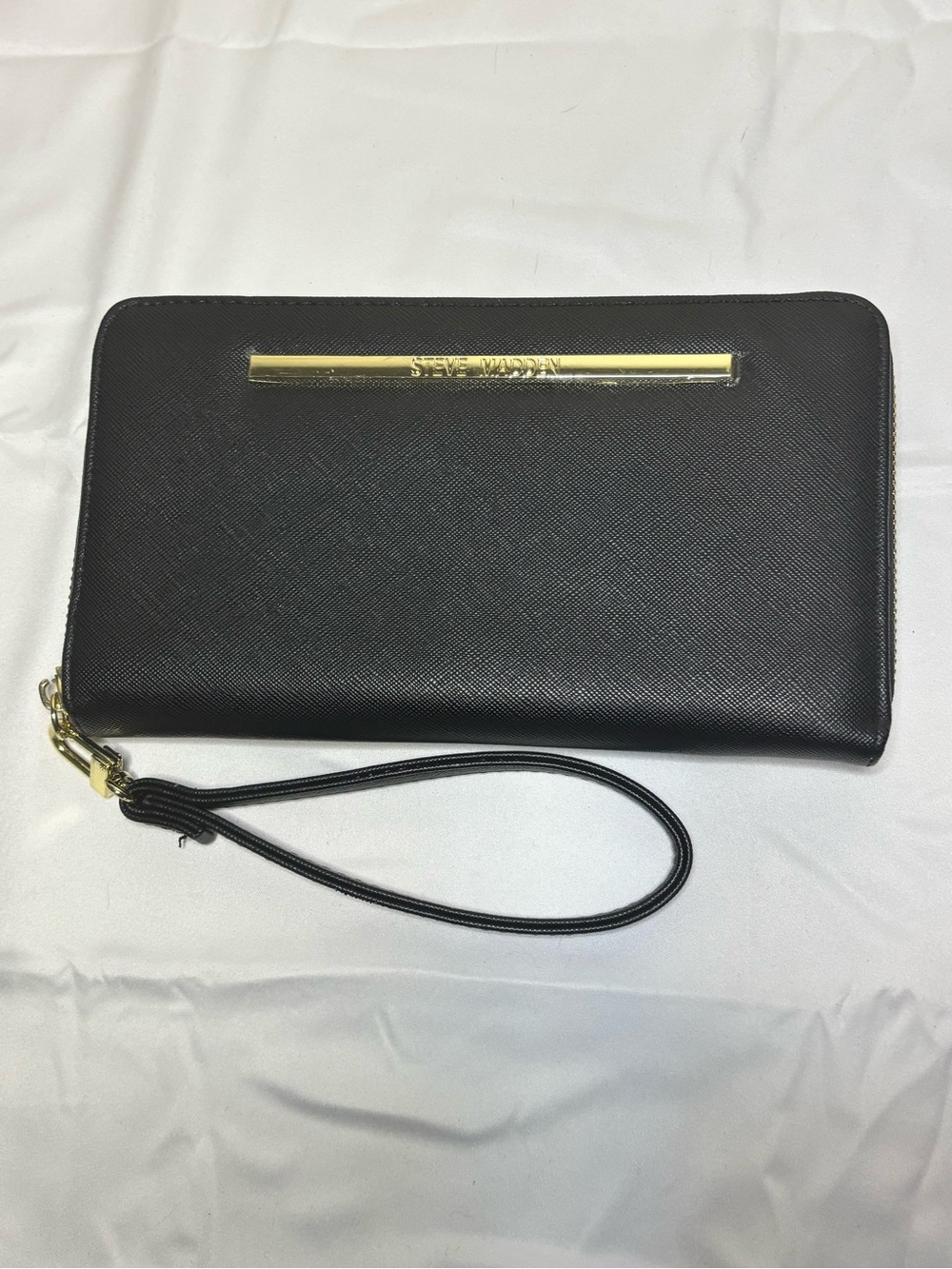 Steve Madden Black Wristlet Clutch with Gold Accent